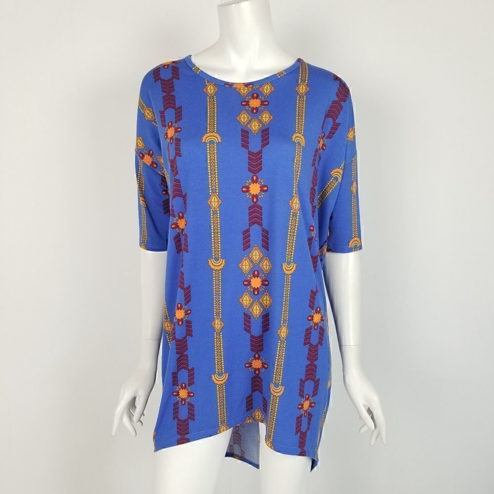 Lularoe XS Blue Tribal Print Irma Tunic Top